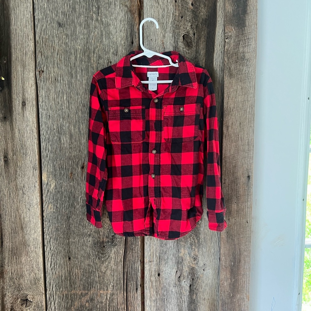 CARTERS Red and Black Plaid Kids Shirt
